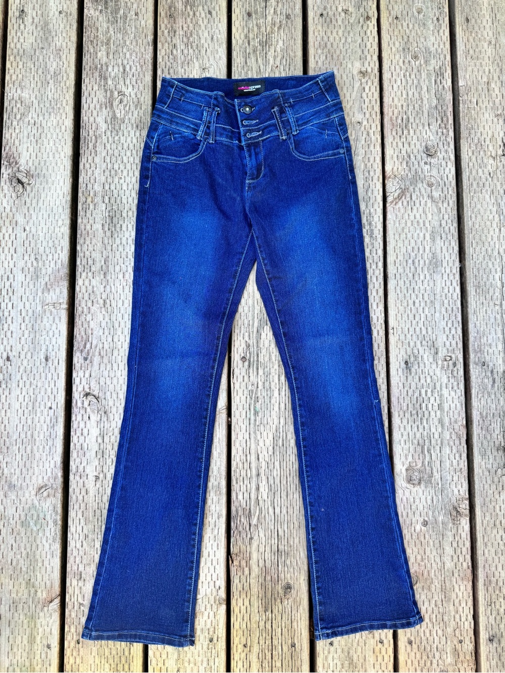 Flared Women's Jeans in Dark Blue - Picture 2 of 6
